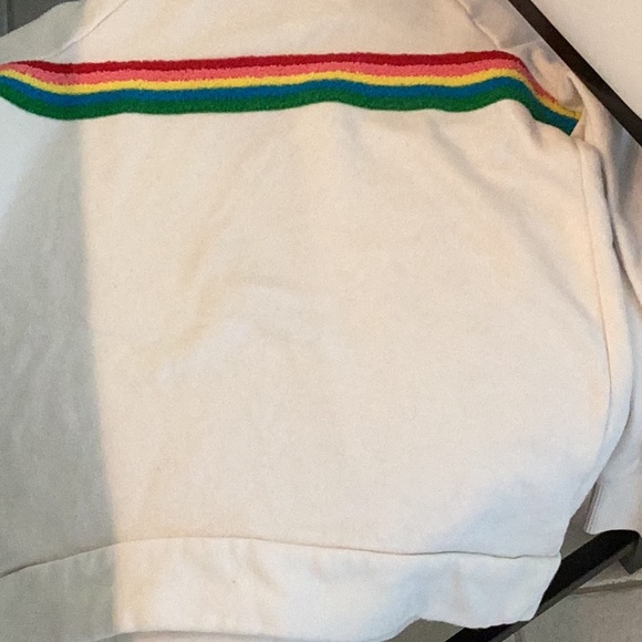 GapKids Rainbow Stripe Sweatshirt GUC sz L (10) SOFT CUTE Cream Ivory - Picture 4 of 17